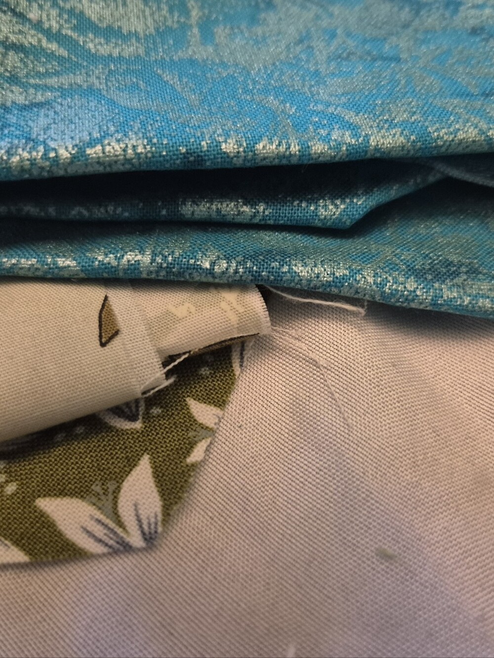Assorted Quilt Fabric Bundle in Greens, Blues, Creams and Beige.  Yardage PLUS - Picture 5 of 15